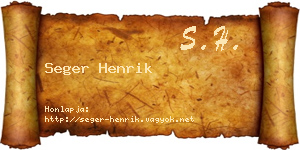 Seger Henrik névjegykártya